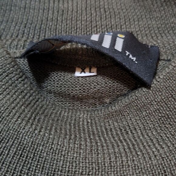 Fiji Italy Green Crew Neck Wool Blend Lightweight Ribbed Men's Sweater - Picture 5 of 7